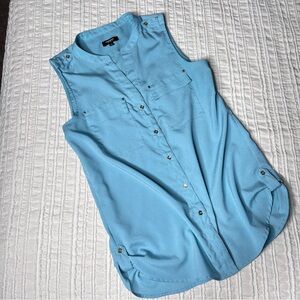 Premise Light Blue Sleeveless Button-Down Shirt